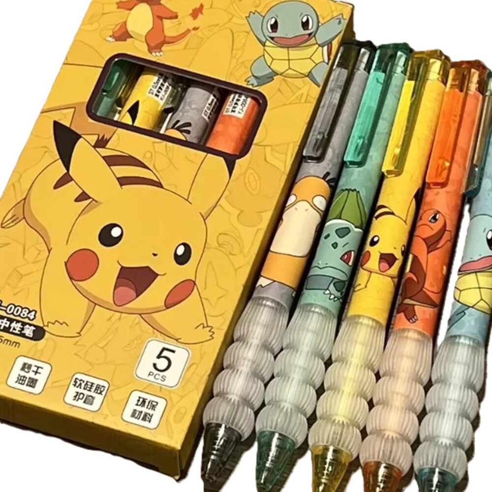 Pikachu Pokémon 5-Pack Gel Pen Set 0.5mm Black Ink Stationery